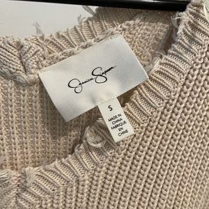 Jessica Simpson Beige Frayed Sweater